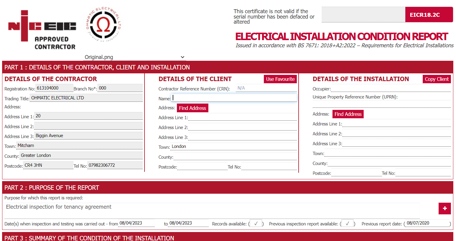 PAT testing reports and certification